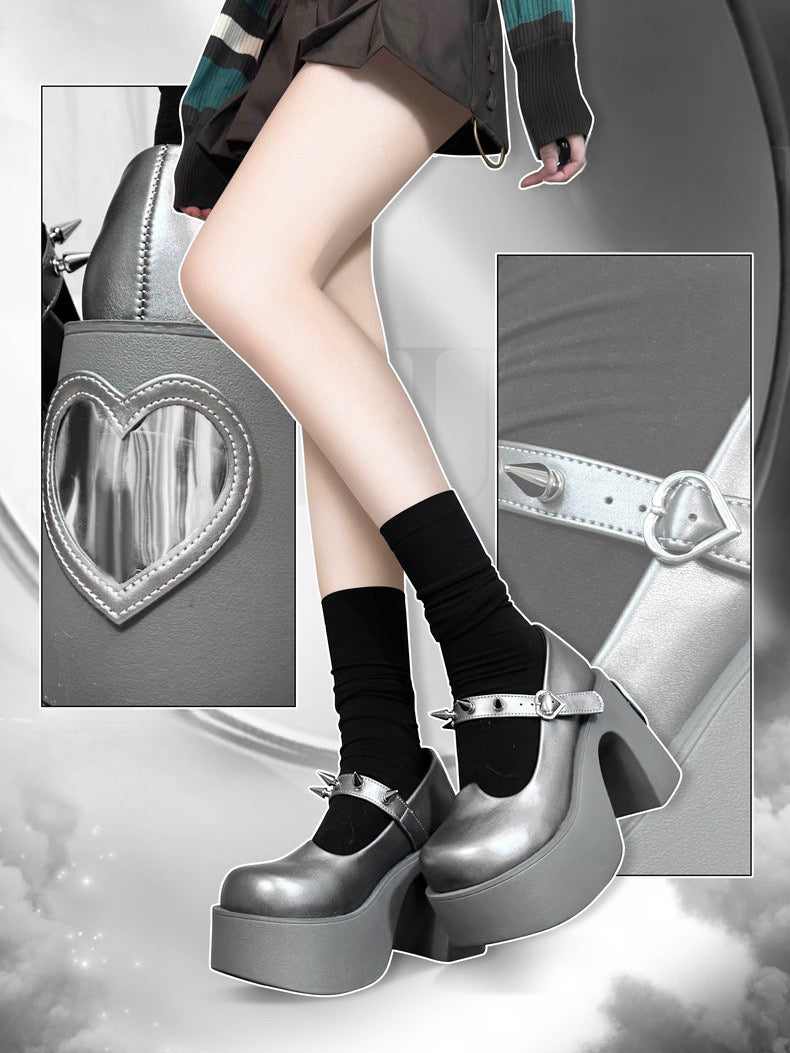 ♡ Heart Mirror ♡ - Dolly Platform Shoes