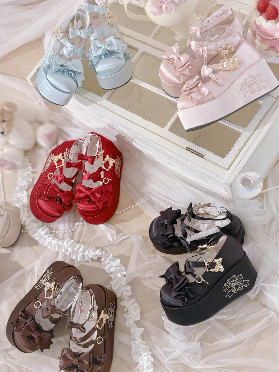 ♡ Teddy Gift ♡ - Satin Flat Platforms