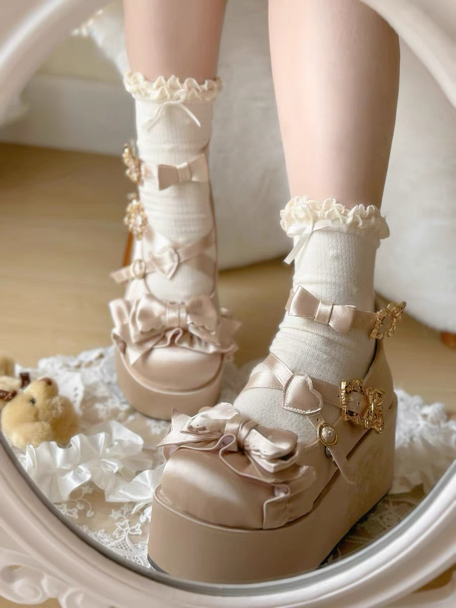 ♡ Teddy Gift ♡ - Satin Flat Platforms