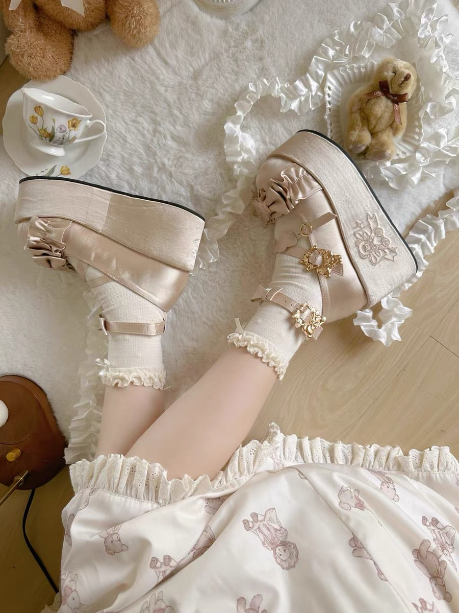 ♡ Teddy Gift ♡ - Satin Flat Platforms