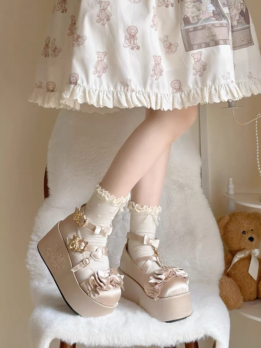 ♡ Teddy Gift ♡ - Satin Flat Platforms