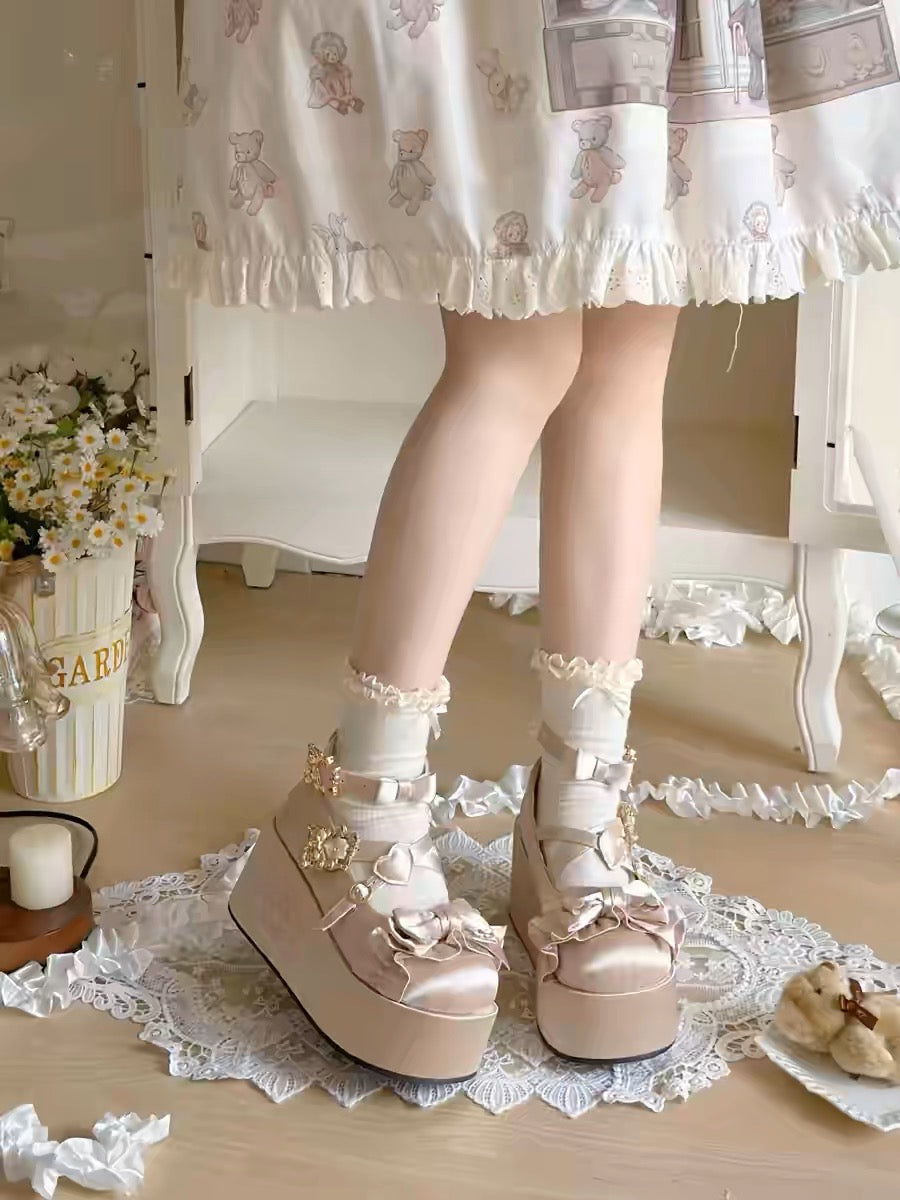 ♡ Teddy Gift ♡ - Satin Flat Platforms