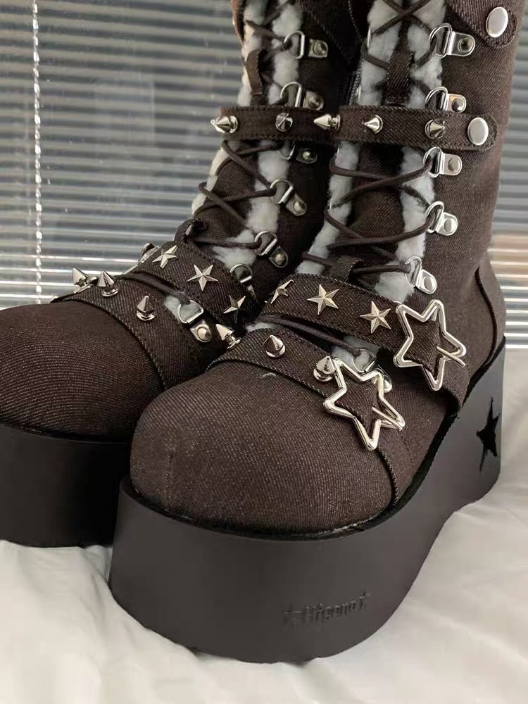 ♡ Cyber Star ♡ - Platform Knee High Boots