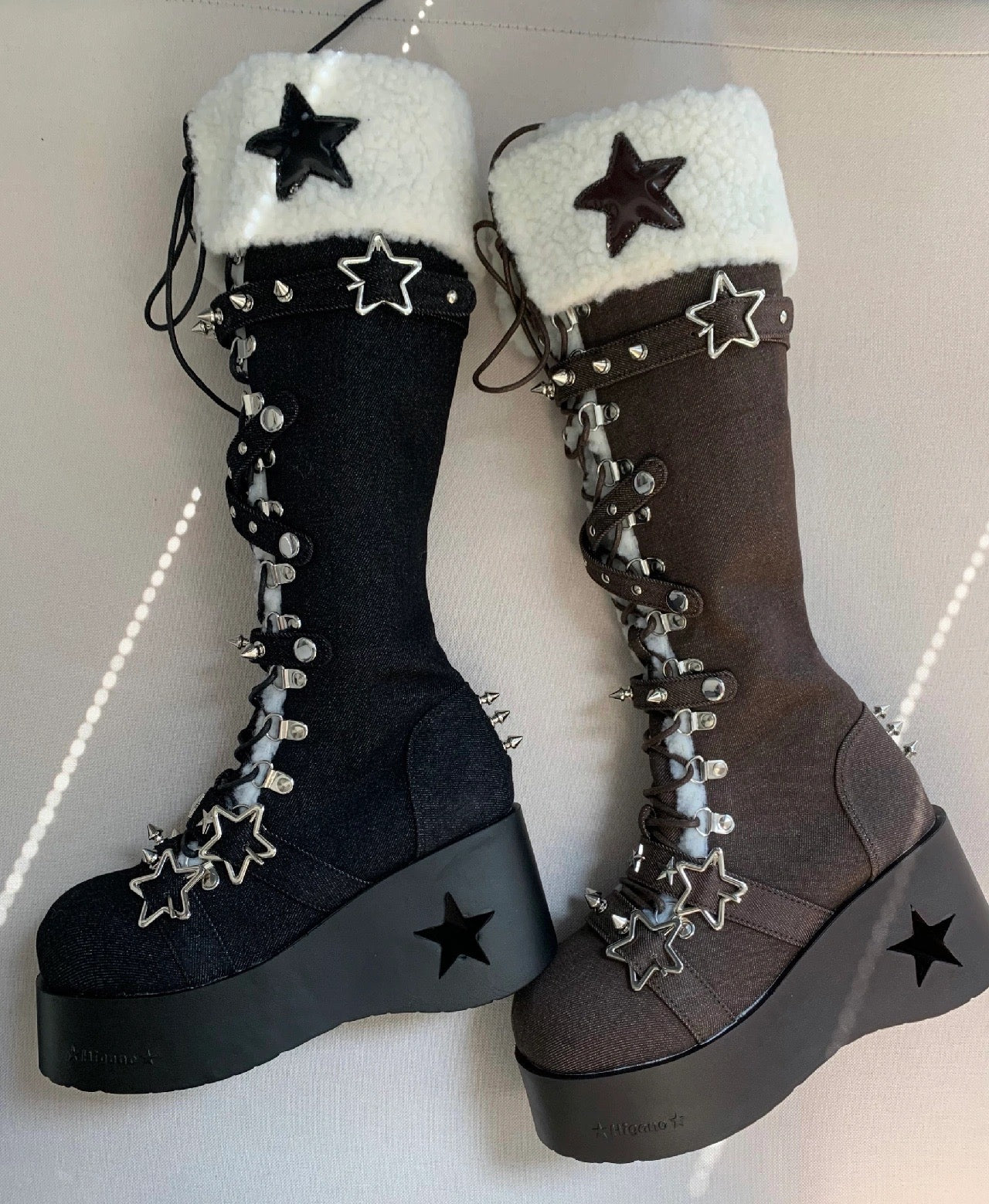 ♡ Cyber Star ♡ - Platform Knee High Boots