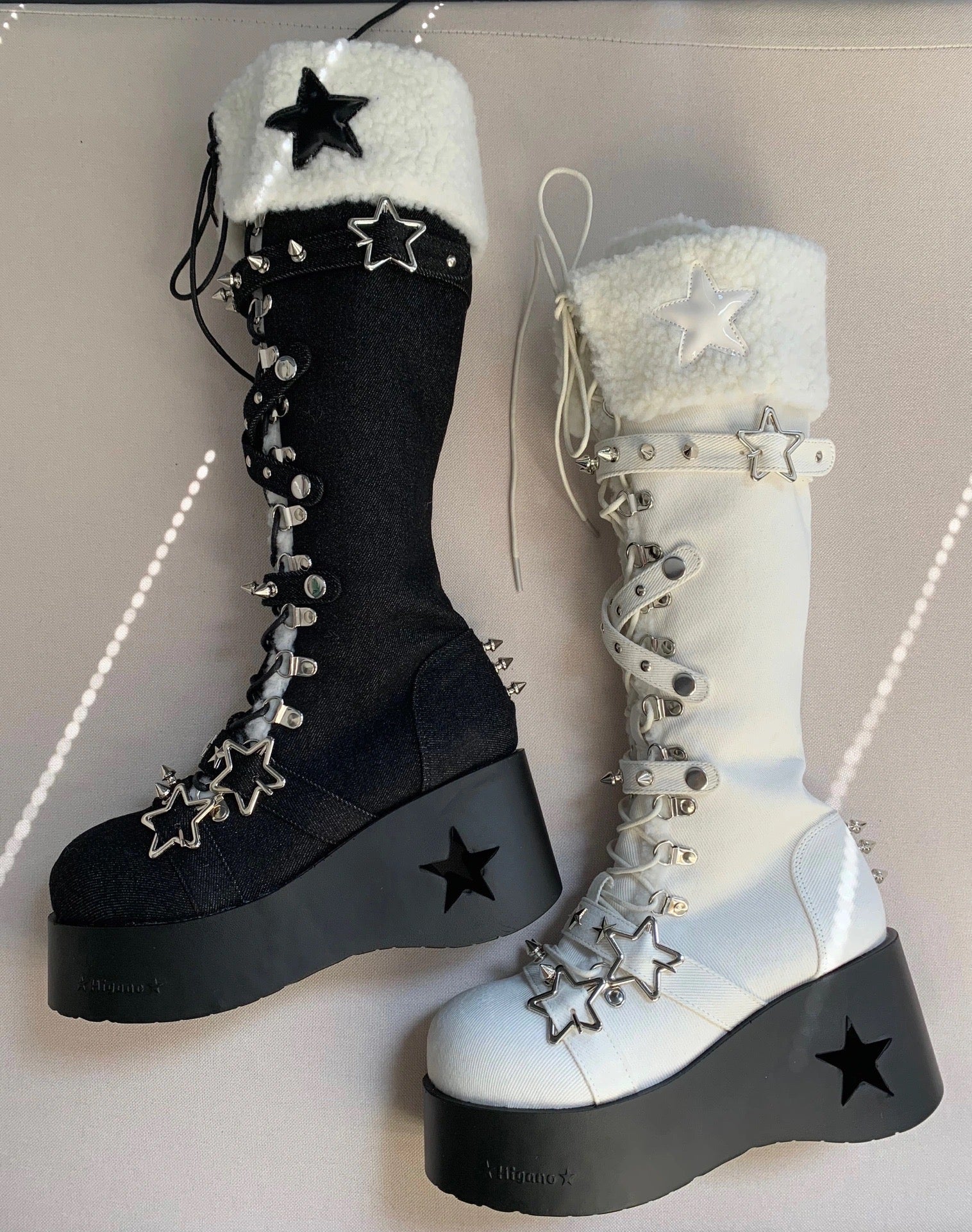 ♡ Cyber Star ♡ - Platform Knee High Boots