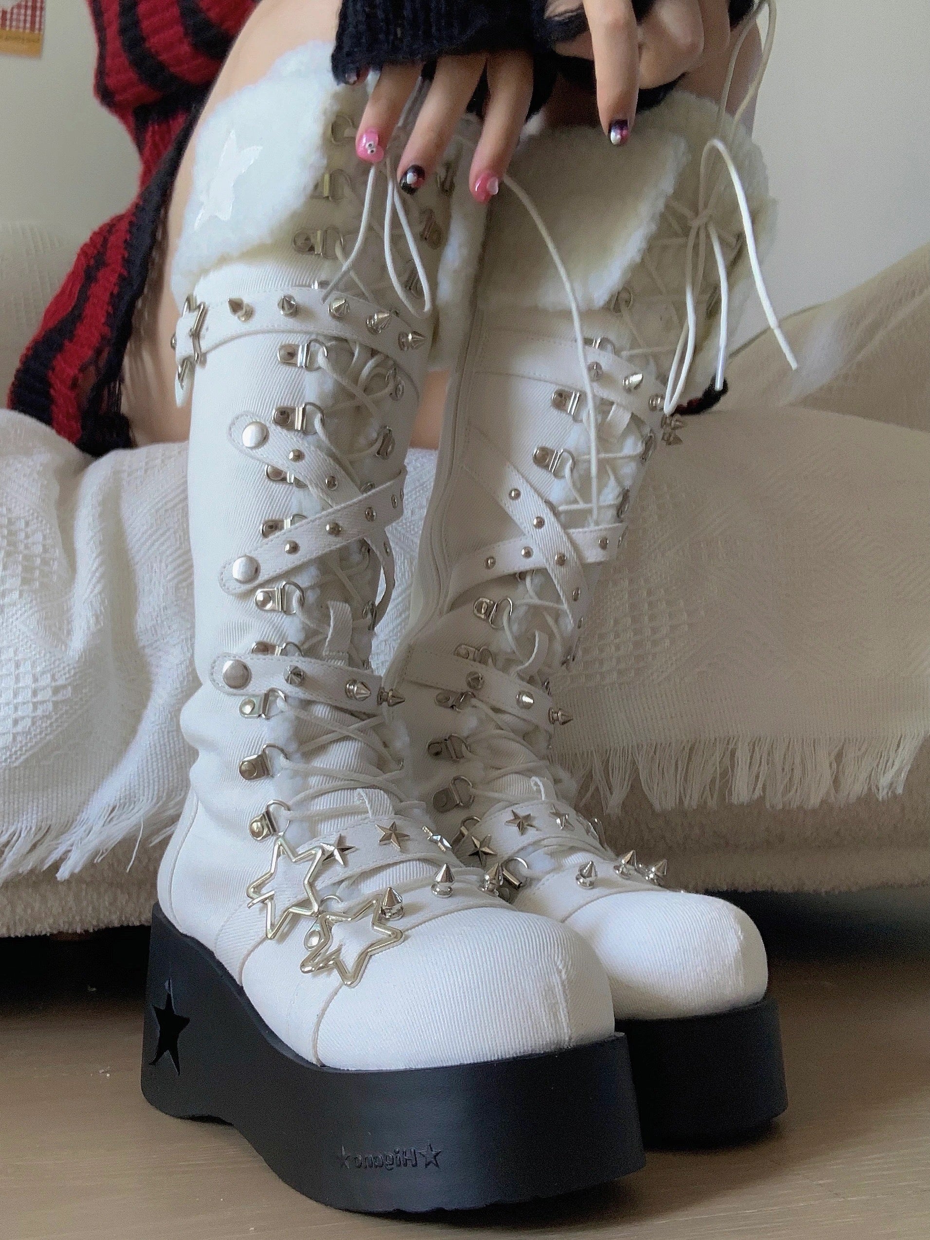 ♡ Cyber Star ♡ - Platform Knee High Boots