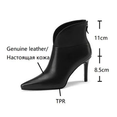 Futurecen  -  Fall Shoes Women Genuine Leather Pointed Toe Ankle Boots Super High Heel Women Shoes Elegant Thin Heels Fashion Women Shoes