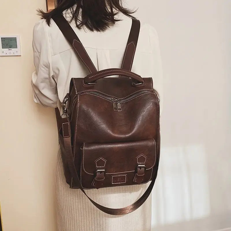 Futurecen  -  fancy bags Vintage Maillard Backpacks Women New Trend Large Capacity Students Casual Daily Bolsa Feminina College PU Bag Female