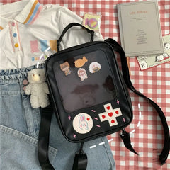 Futurecen  -  outfit ideas Japanese Style Girls Backpacks Kawaii JK Uniform Rabbit Heart Embroidery Women Shoulder Bag Fashion Transparent Ita Bag