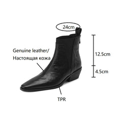 Futurecen  -  Autumn Women Boots Genuine Leather Shoes for Women Pointed Toe Chunky Heel Boots Western Boots Cowboy Boots казаки женские обувь