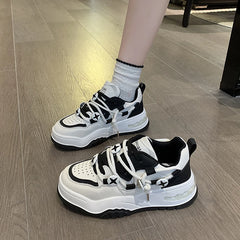 Futurecen  -  Autumn New Flat Bottom Women's Sports Shoes Women Tennis Casual Vulcanize Black Fashion Harajuku Female Platform Sneakers