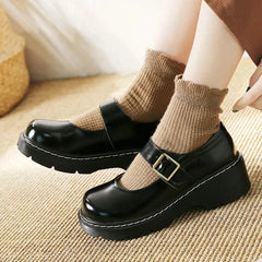 Futurecen New literary Retro Women's Shoes Thick Bottom Mori Girl Japanese Mary Jane Single Shoes College Style