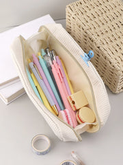 Futurecen  -  Corduroy Pencil Case Large Capacity Pencil Cases Stationery Solid Color Trousse Kawaii Kalemlik School Supplies Pencil Pouch