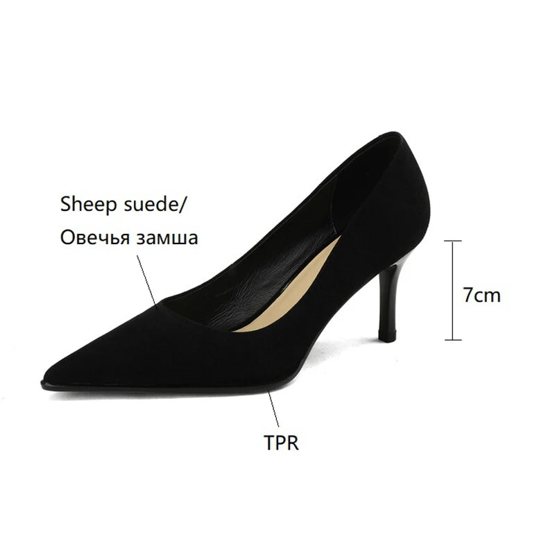 Futurecen  -  NEW Spring Women Shoes Pointed Toe Thin Heel Pumps for Women Sheep Suede High Heels Green Women Stiletto Heels zapatos de mujer