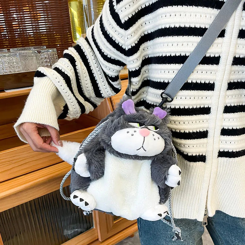 Futurecen  -  Winter Cute Plush Cat Crossbody Bags For Women Small Messenger Bag Warm Plush Doll Shoulder Bag Girls Birthday Gift Toy