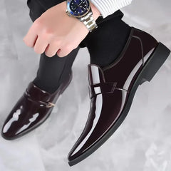 Futurecen  -  Men’s Dress Shoes Patent Leather Wedding Loafers Metal Decoration Casual  Loafer Oxford Formal Shoes for Successful Men's Shoes