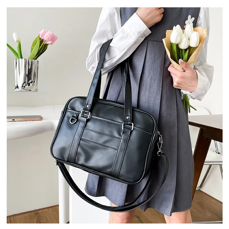 Futurecen Japanese Preppy Style Shoulder Bag Women PU Leather JK Uniform Bag Girls Handbags Pure Color Crossbody Bags Itabag Tote Bolso