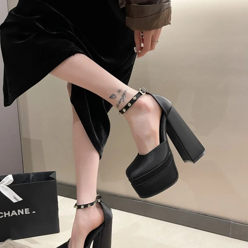 Futurecen  -  New brand women's shoes spring and autumn sexy thick bottom high heels dress party wedding shoes female shallow mouth shoes