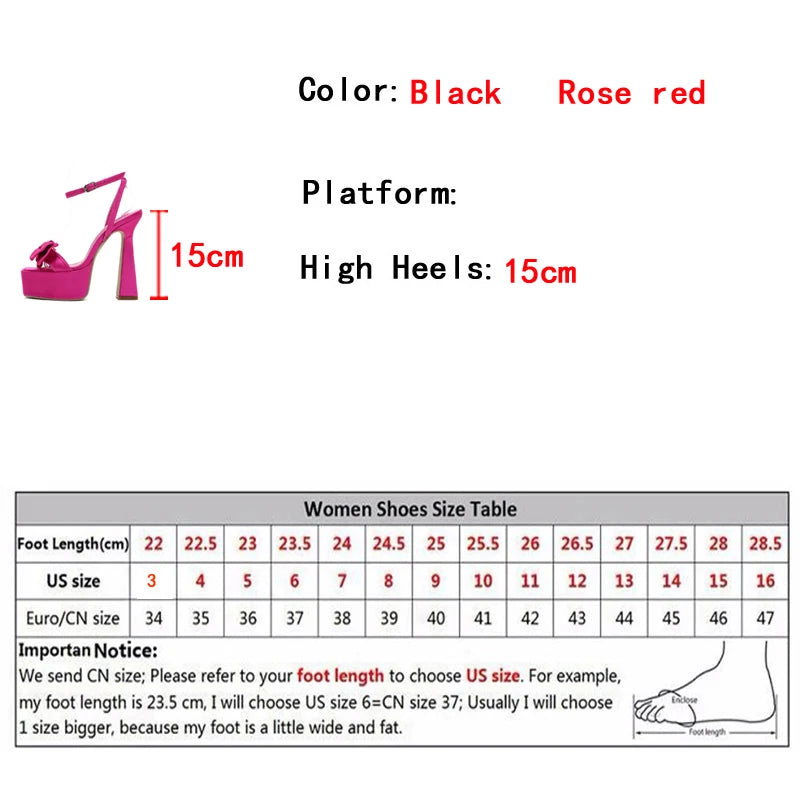 Futurecen  Runway Style Ultra High Heels Platform Sandals Women 2024 Summer Fashion Satin Bowknot Square Toe Wedding Banquet Shoes