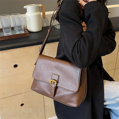 Futurecen  Retro Crossbody Bags For Women Flap Shape Messenger Bag Soft Leather Pure Color Shoulder Shopper Totes 2024 New In Handbag