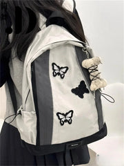 Futurecen  -  Vintage Butterfly Embroidery Bone Pendant Y2k Aesthetic  College Student School Backpack Women Light Mountaineering Backpack