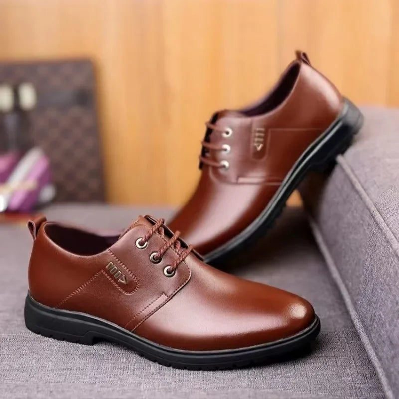 Futurecen  -  Men Dress Shoes Fashion Business Office Formal Shoes High Quality Leather Wedding & Party Comfy Lace-up Men Shoes