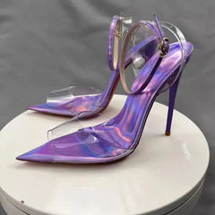 Futurecen  -  Summer New Purple Black Transparent High Heels Pointed Thin Heels PVC Sandals Women's Sexy High Heels