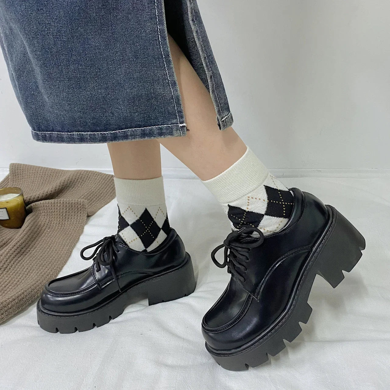 Futurecen Japanese School Uniform Jk Student Shoes Girls Women Kawaii Lolita Soft Sister Round Toe Platform low Heel shoes Mary Jane Shoes