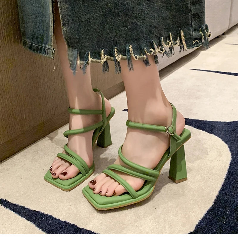 Futurecen Luxury Designer Summer Women Sandals Fashion Elegant Narrow Band Shoes Ladies Outdoor Party Dress High Heel Sandalias