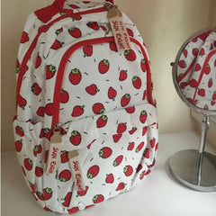 Futurecen High-capacity Women All Match Backpack Kawaii Cute Strawberry Print Students Schoolbags   Harajuku Sweet Chic Backpacks