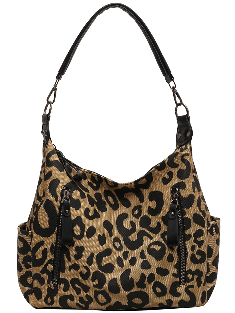 Futurecen  -  Fashion Leopard Print Large Capacity Bag New Women's Bag Versatile Crossbody Bag One Shoulder Underarm Bag Tote Bucket Bag