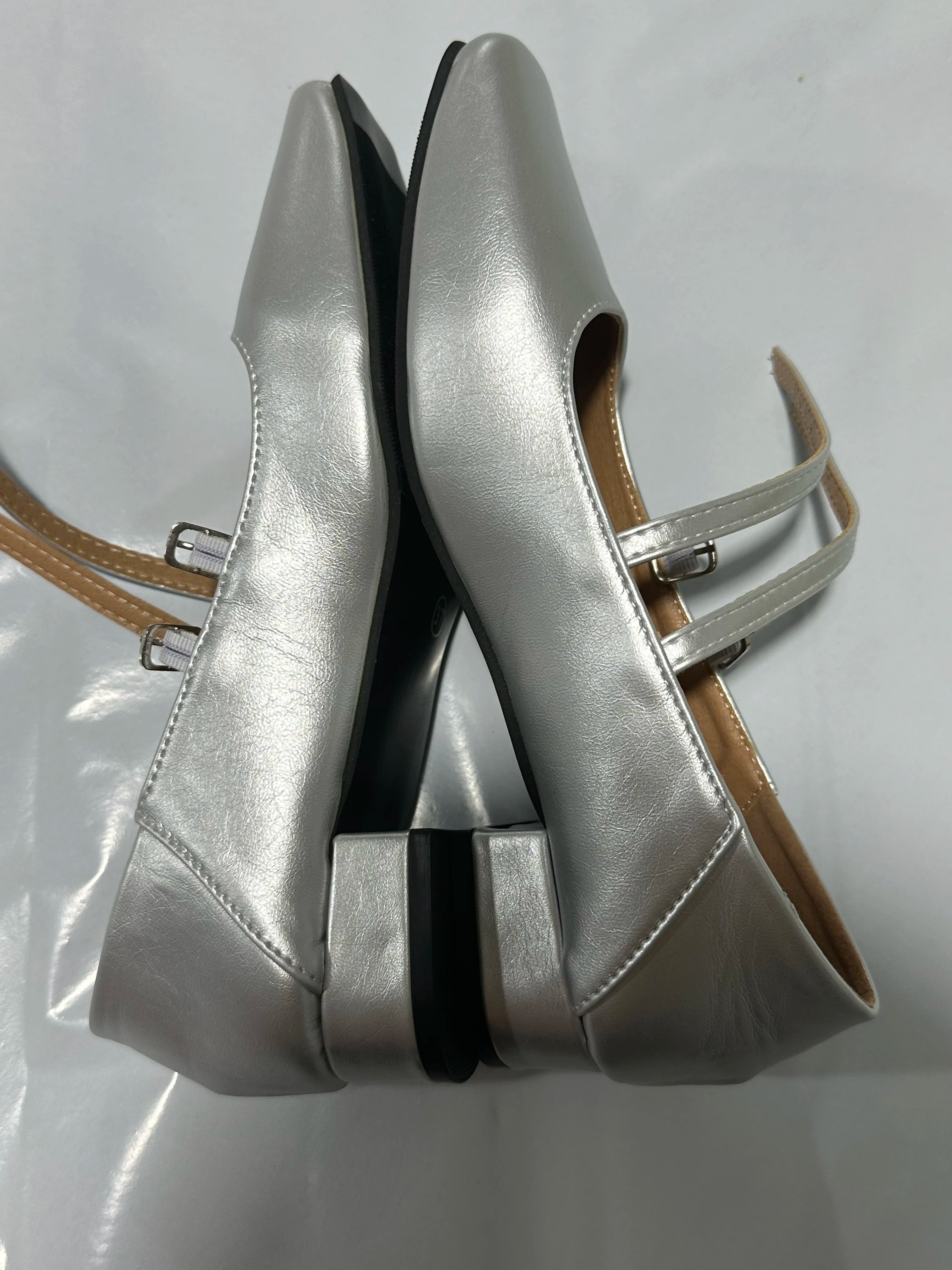 Futurecen  NEW Elegant Silver Ballet Shoes Lady Sweet Mary Jane Thick High-heeled Shoes Heels Retro Footwear Lolita Shoes