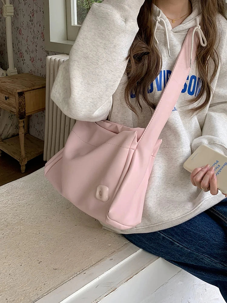 Futurecen  -  Student Classroom Tote Bag Large Capacity Pink Leisure Commuter Bag New Spring Luxury Single Shoulder Crossbody Bag Women