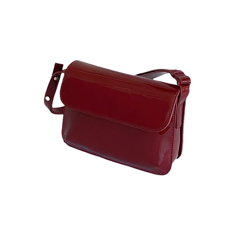 Futurecen  -  Retro Red Lacquer Leather Small Square Bag New Summer High Quality Ladies Crossbody Bag Luxury Elegant Trend Shoulder Bag