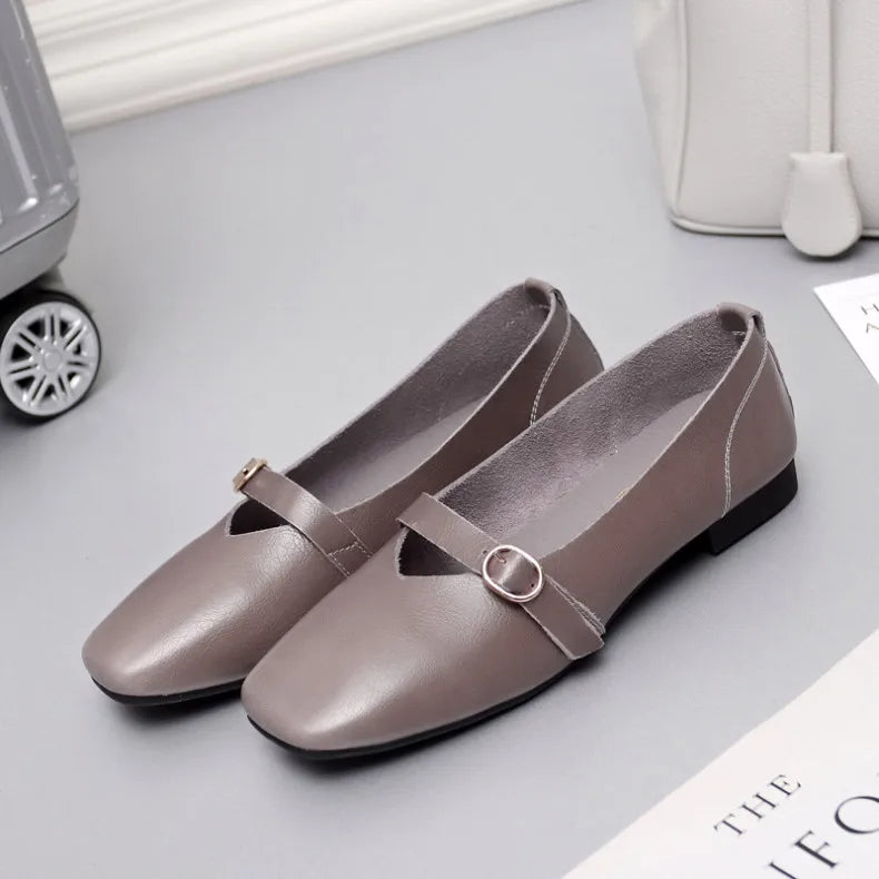 Futurecen  Women flat shoes 2024 spring new genuine leather women casual shoes large size 35-43 comfortable mother shoes women