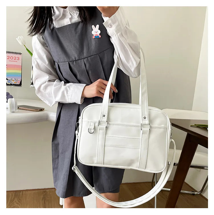 Futurecen Japanese Preppy Style Shoulder Bag Women PU Leather JK Uniform Bag Girls Handbags Pure Color Crossbody Bags Itabag Tote Bolso