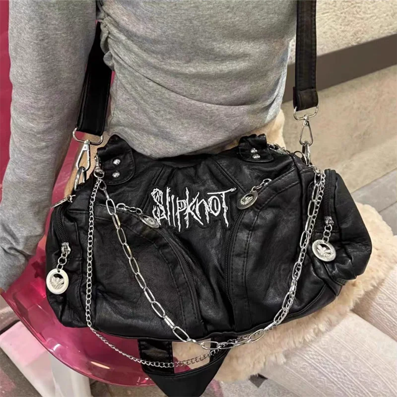 Futurecen  -  outfit ideas Y2K Women Tote Bags Large Capacity Moto Style Chains Commute Crossbody Bags Vintage Underarm Shoulder Bolso Mujer