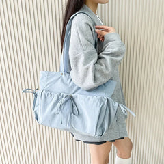 Futurecen  -  Y2K Casual Tote Bags Female Harajuku Solid Drawstring Large Capacity Commute Bolso Mujer Nylon JK Uniform Shoulder Bag