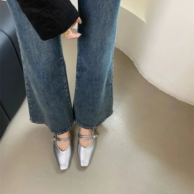 Futurecen  -  Summer Mules Women Slippers Fashion Women's Shoes Square Toe Slippers Flat Ladies Shoes Women Outside Slides