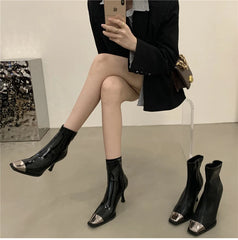 Futurecen Sexy High Heel Ankle Boots Women Fashion High Quality Patent Leather Shoes Ladies Elegant Short