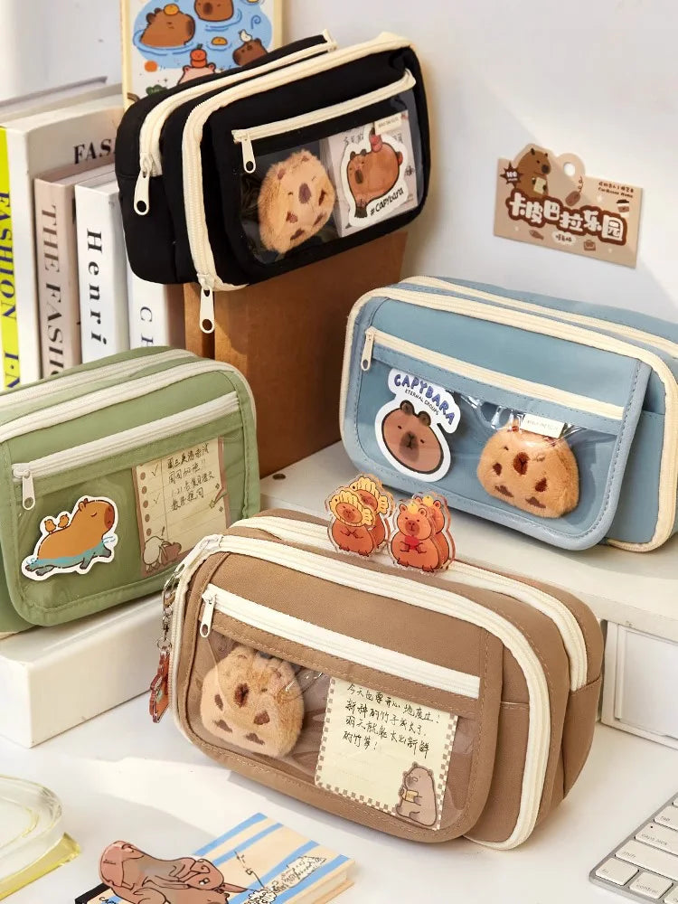 Futurecen Cute Fabric Pencil Case Kawaii Large Capacity Animal Zipper Kids Bag Children'S Boys' Pen Pouch Girl School Case Supplies