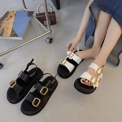 Futurecen Shoes Female High Quality Buckle Women's Sandals Summer Open Toe Solid Outdoor Casual Beach Women Platform Back Strap Sandals