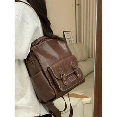 Futurecen  -  fancy bags Vintage Maillard Backpacks Women New Trend Large Capacity Students Casual Daily Bolsa Feminina College PU Bag Female