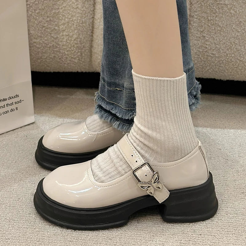 Futurecen  Fashion Bow Ankle Buckle Mary Jane Shoes Woman Thick Heeled Platform Lolita Shoes Woman Japanese Students Uniform Shoes Female