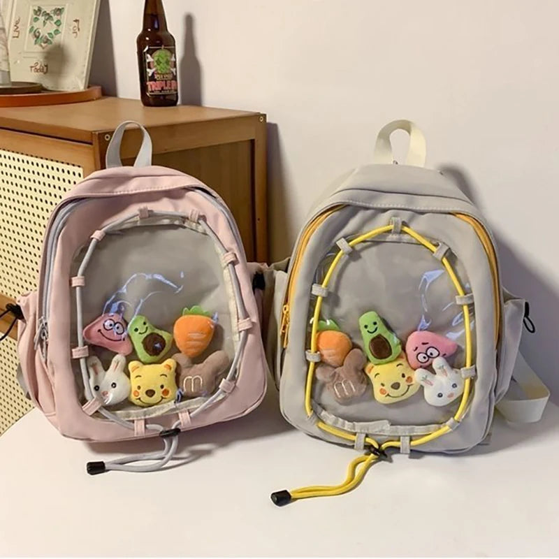 Futurecen  -  outfit ideas Kawaii Women Backpacks Casual Daily Nylon Small Capacity Mochilas Para Mujer Transparent Doll Display School Bag Female