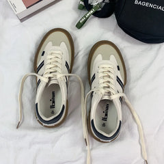 Futurecen New Luxury Shoes for Woman Classic Sneakers Women Leather Retro Low Cut Lace -up Casual Women Sneakers Plus Size 44