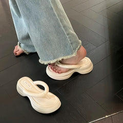 Futurecen Designer Summer Chunky Women Slipper Fashion Elegant Clip Toe Platform Thick Heel Slides Ladies Beach Sandal Shoes