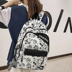 New Fashion Girl Graffiti Design Bookbag for Teens Backpack Colleg Cute Schoolbag Laptop Rucksack Women Mochila Travel Bag