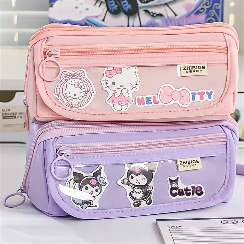 Futurecen Large Capacity Pencil Case Box Transparent Kawaii Bag Standing Stationery Organizer Estuches Asthetic Korean Pouch Kalemlik Girl