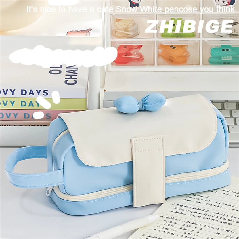 Futurecen Pencil Case Large Box Lapicera Estuche Escolar Portable Bow Pencilcases  For Girl Kawaii Statioery Pouch Bags Piórnik Cute Thing